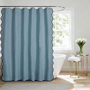 Awesome Home Linen-Like Scallop Shower Curtain