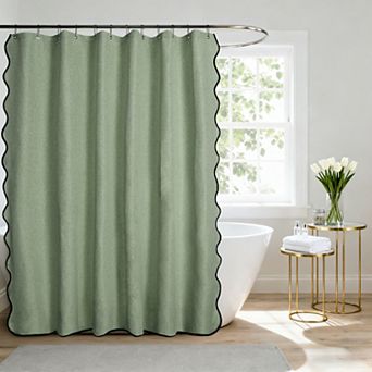 Awesome Home Linen-Like Scallop Shower Curtain