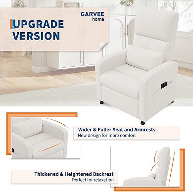 Electric Linen Recliner Chair Massage Heat USB Port Lumbar Support Single Sofa