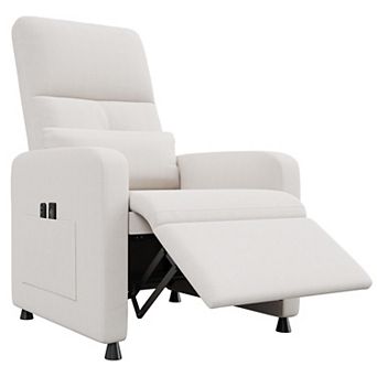 Power Linen Recliner Chair Adjustable Single Sofa USB Side Pocket Memory Position Home Theater Seat