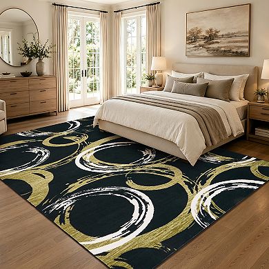 Abstract Machine Washable Area Rug Soft, Machine Washable, Mark Resistant Carpet for Living Room