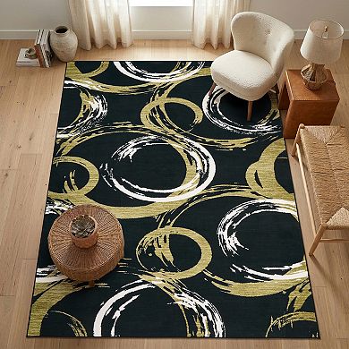 Abstract Machine Washable Area Rug Soft, Machine Washable, Mark Resistant Carpet for Living Room