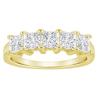 Alyson Layne 10k Gold 2 Carat T.W. Lab-Grown Diamond Princess Cut 5-Stone Band Ring