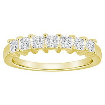 Alyson Layne 10k Gold 1 Carat T.W. Lab-Grown Diamond Princess Cut 7-Stone Anniversary Band Ring