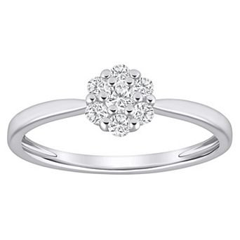 Celebration Gems Plated Sterling Silver 1/4 Carat T.W. Lab-Grown Diamond Cluster Ring