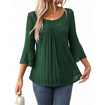 Women's 3/4 Sleeve Crew Neck T-Shirt Top Casual Blouse