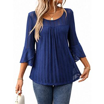 Women's 3/4 Sleeve Crew Neck T-Shirt Top Casual Blouse