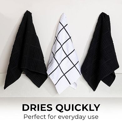Zulay Kitchen 100% Cotton Dish Towels, 3-Pack 15x25 Absorbent Kitchen Towels