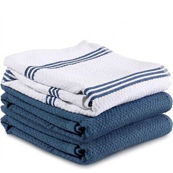 Zulay Kitchen 100% Cotton Dish Towels, 3-Pack 15x25 Absorbent Kitchen Towels