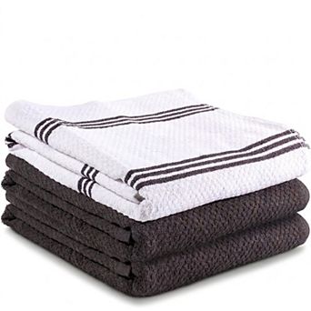 Zulay Kitchen 100% Cotton Dish Towels, 3-Pack 15x25 Absorbent Kitchen Towels