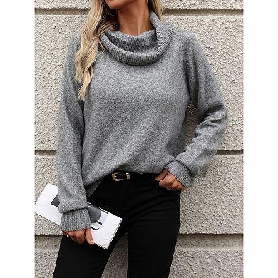 Women's Knit Pullovers Long Sleeve Loose Fit Off Shoulder Sweater Pullovers Tops