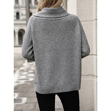 Women's Knit Pullovers Long Sleeve Loose Fit Off Shoulder Sweater Pullovers Tops