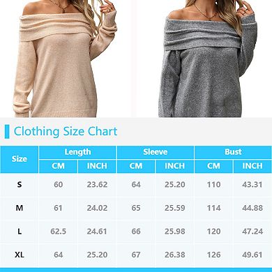 Women's Knit Pullovers Long Sleeve Loose Fit Off Shoulder Sweater Pullovers Tops