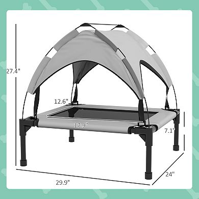 PawHut Elevated Dog Bed with Canopy, Raised Outdoor Pet Bed for Camping