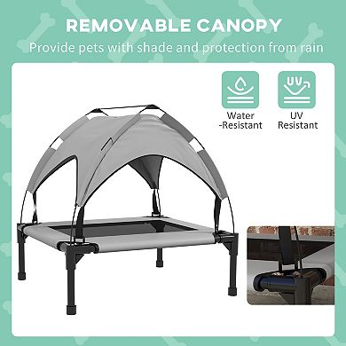 PawHut Elevated Dog Bed with Canopy, Raised Outdoor Pet Bed for Camping