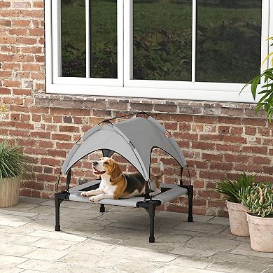 PawHut Elevated Dog Bed with Canopy, Raised Outdoor Pet Bed for Camping