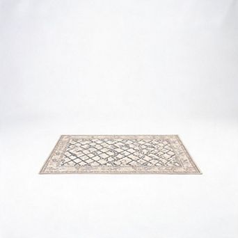 Modern Washable Area Rug with Non-Slip Backing, Ultra-Soft Low Pile Contemporary Plaid Carpet