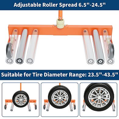 Steel Tire Dolly Heavy Duty 350 Lbs Adjustable Wheel Cart with 360° Rotatable Rollers & Anti-Rust