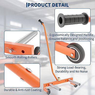 Steel Tire Dolly Heavy Duty 350 Lbs Adjustable Wheel Cart with 360° Rotatable Rollers & Anti-Rust