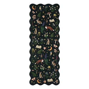 Woodland Animals Machine Washable Area Rug with Non-Slip Rubber Backing Soft Low-Pile Cute Carpet