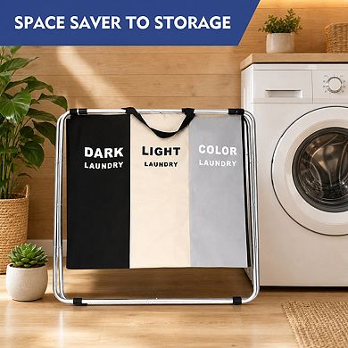 180L Large Collapsible Laundry Hamper Freestanding Waterproof With Handles For Dorm Closet Storage