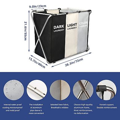 180L Large Collapsible Laundry Hamper Freestanding Waterproof With Handles For Dorm Closet Storage