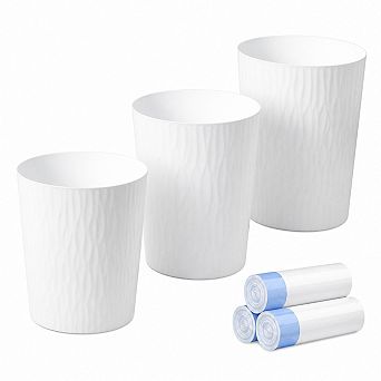 Plastic Small Trash Can 3 Pack 3.5 Gallon For Bathroom Kitchen Office RV Dorm