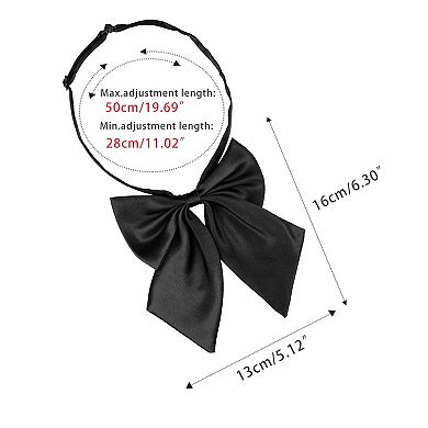 Women's Pre-Tied Bow Solid Color Ribbon Adjustable Bow Ties for Uniform School
