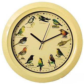 Clockswise 12" Round Decorative Singing Bird Wall Clock with Wild Nature Sounds