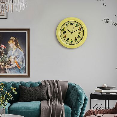 Clockswise 12" Round Decorative Singing Bird Wall Clock with Wild Nature Sounds