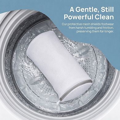 8.3x13.8 inch 2 Pcs Polyester Cylinder Shoe Bag for Washing Machine, Mesh Laundry Bag with Zippered