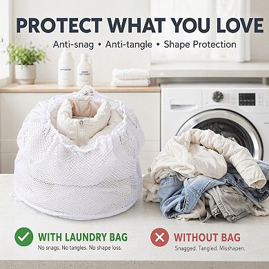 19.7x23.6 inch 2 Pcs Nylon Mesh Laundry Bags, Durable Drawstring Closure Laundry Bag for Delicates