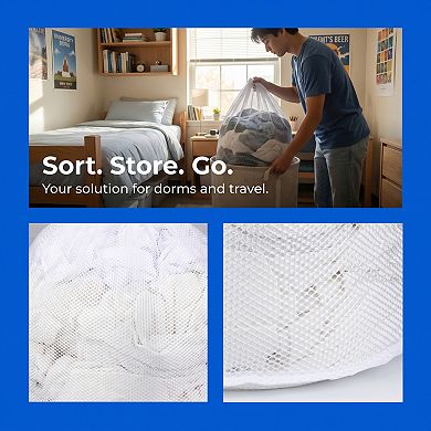 19.7x23.6 inch 2 Pcs Nylon Mesh Laundry Bags, Durable Drawstring Closure Laundry Bag for Delicates