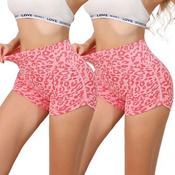 2 Packs Women's High Waisted Leopard Print Biker Shorts Tummy Control Fitness Workout Gym Shapewear