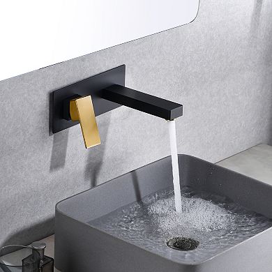SUMERAIN Lefthand Wall-Mounted Bathroom Faucet, Two-Hole Single-Handle Modern Faucet, Solid Brass