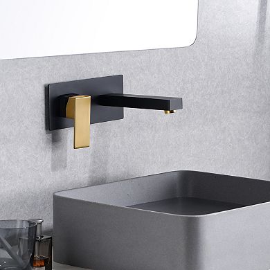 SUMERAIN Lefthand Wall-Mounted Bathroom Faucet, Two-Hole Single-Handle Modern Faucet, Solid Brass