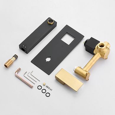 SUMERAIN Lefthand Wall-Mounted Bathroom Faucet, Two-Hole Single-Handle Modern Faucet, Solid Brass