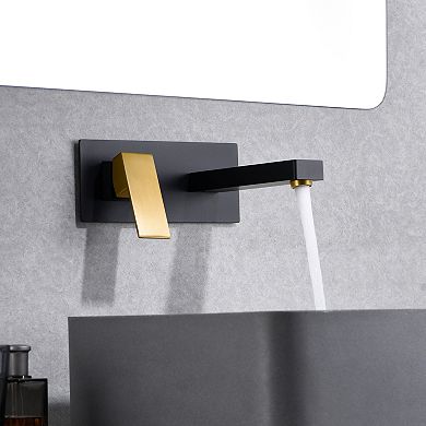SUMERAIN Lefthand Wall-Mounted Bathroom Faucet, Two-Hole Single-Handle Modern Faucet, Solid Brass