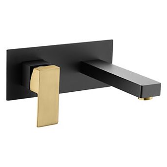 SUMERAIN Lefthand Wall-Mounted Bathroom Faucet, Two-Hole Single-Handle Modern Faucet, Solid Brass