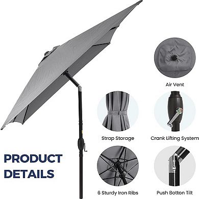 6.5 x 10 ft Rectangular Patio Umbrella with Crank