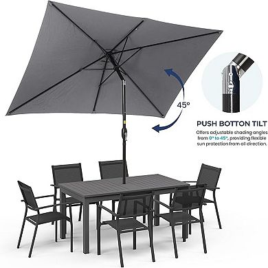 6.5 x 10 ft Rectangular Patio Umbrella with Crank