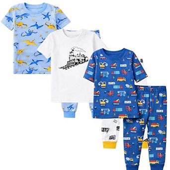 Kids Boys 3-Pack Pajamas Snug Fit Short Sleeve PJs