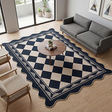 Modern Plaid Machine Washable Area Rug Non-Slip Soft Non-Shedding Stain & Mark Resistant Carpet