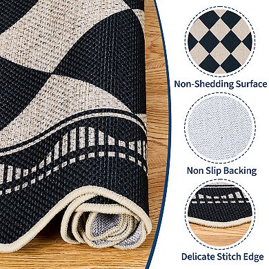 Modern Plaid Machine Washable Area Rug Non-Slip Soft Non-Shedding Stain & Mark Resistant Carpet