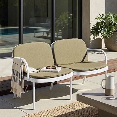 KWPZQEB Outdoor Patio PP Loveseat, Polypropylene Frame 2-Seater Chairs with Cushion for Beach