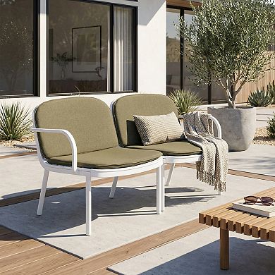 KWPZQEB Outdoor Patio PP Loveseat, Polypropylene Frame 2-Seater Chairs with Cushion for Beach