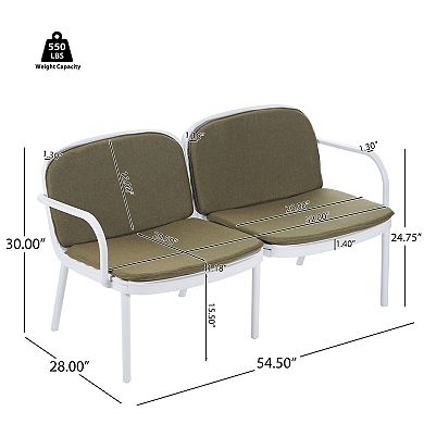 KWPZQEB Outdoor Patio PP Loveseat, Polypropylene Frame 2-Seater Chairs with Cushion for Beach