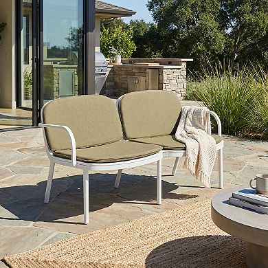 KWPZQEB Outdoor Patio PP Loveseat, Polypropylene Frame 2-Seater Chairs with Cushion for Beach