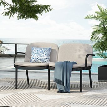 KWPZQEB Outdoor Patio PP Loveseat, Polypropylene Frame 2-Seater Chairs with Cushion for Beach