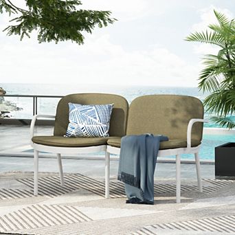 KWPZQEB Outdoor Patio PP Loveseat, Polypropylene Frame 2-Seater Chairs with Cushion for Beach